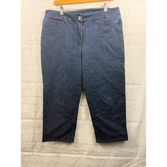 Jaclyn Smith Capris Jeans Womens Size 12 Blue Medium Wash High Waisted - Picture 1 of 5